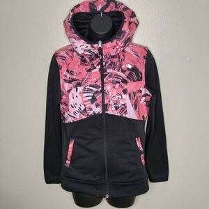 THE North Face Girl's XL Hoodie Full Zip Sweatshirt Pink Black High Neck Outdoor